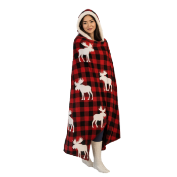 Red hooded flannel throw